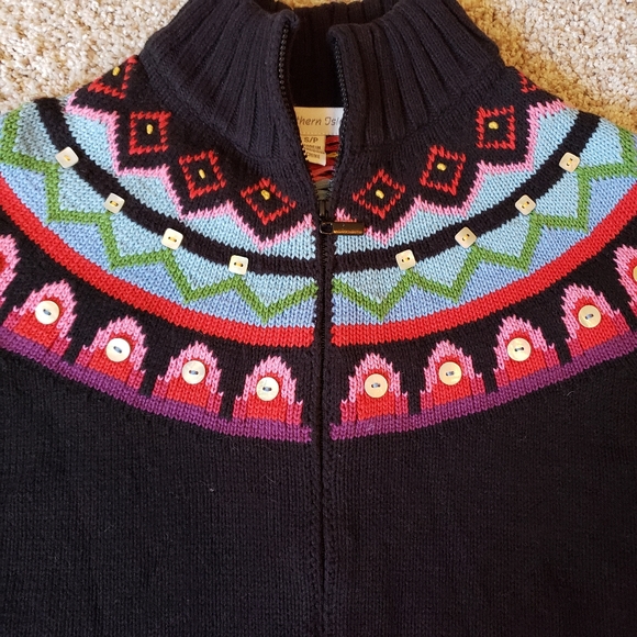 Northern Isles Fair Isles Zip Up Mock Neck Sweater - Picture 4 of 8